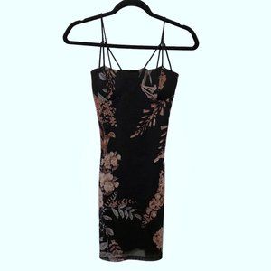 Love Republic Black Pink Floral Mesh Sleeveless Bodycon Mini Dress S